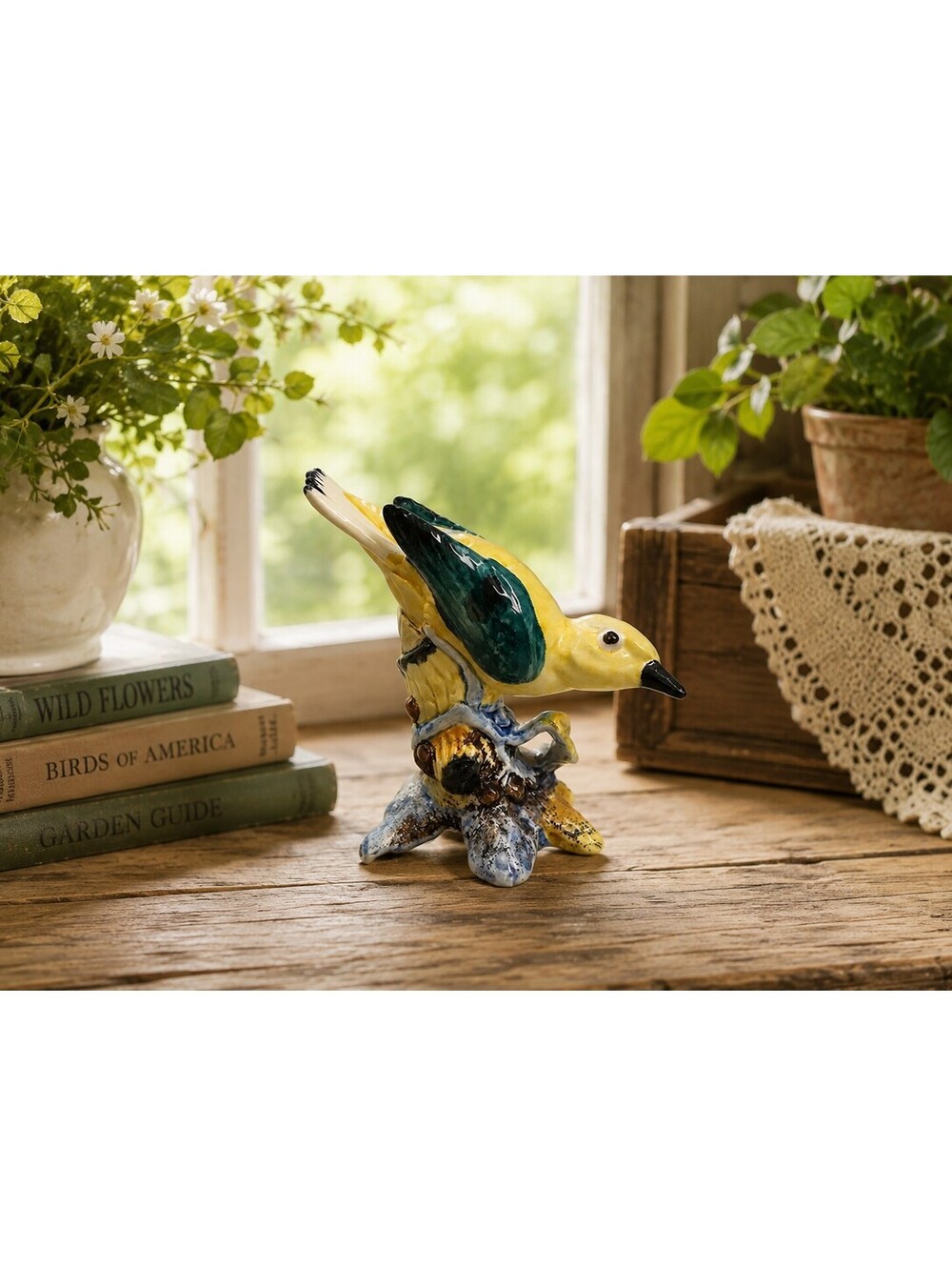 Vintage Stangl Pottery Yellow Warbler Bird Figurine #3447 Hand Painted Initials
